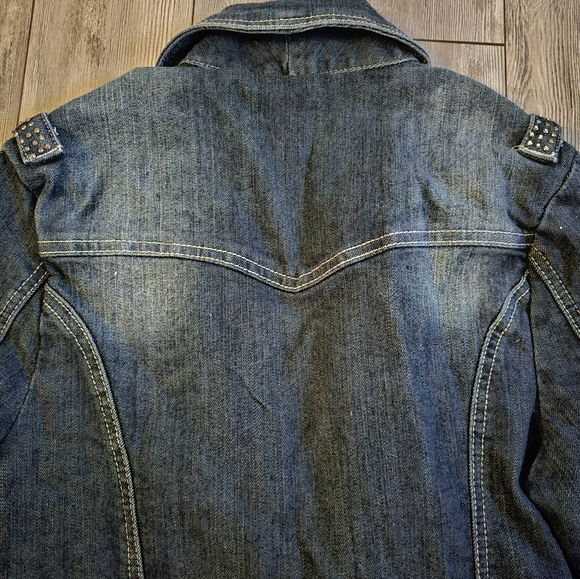NEW Vintage Y2K ★ SUKO Jeans ★ AMAZING Zipper Jean Jacket with Black Rhinestones - Picture 13 of 17